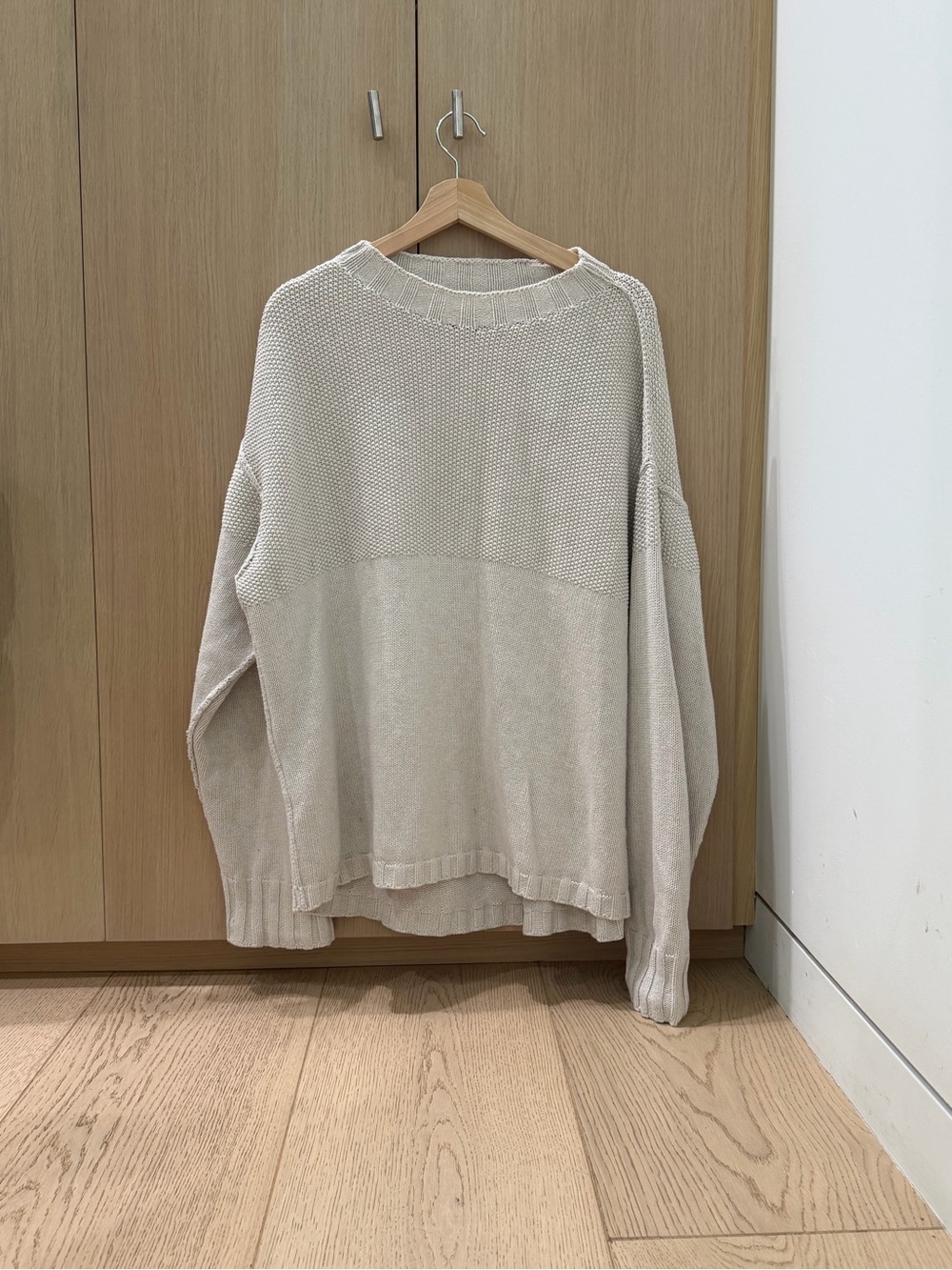 James Street Co Beige Oversized Knit Corton Sweater - Size Medium Pullover